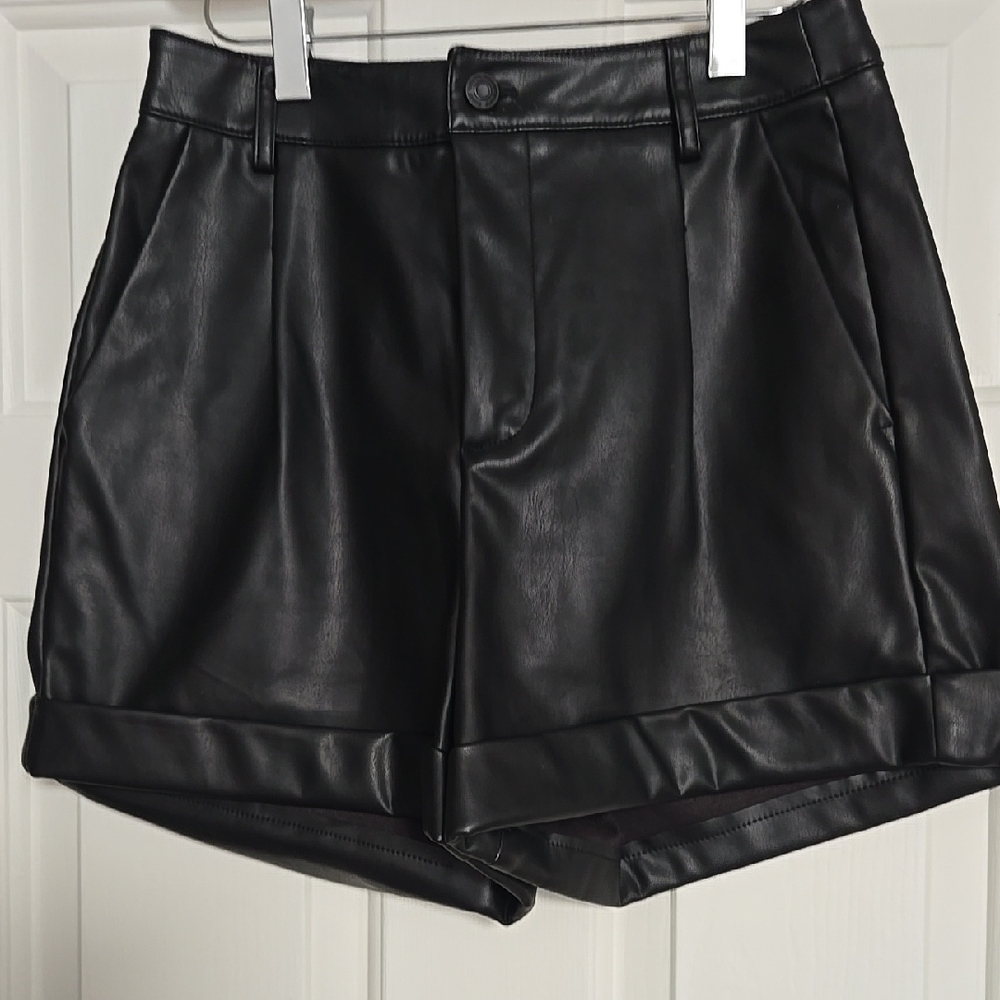 Black Leather Women's Shorts